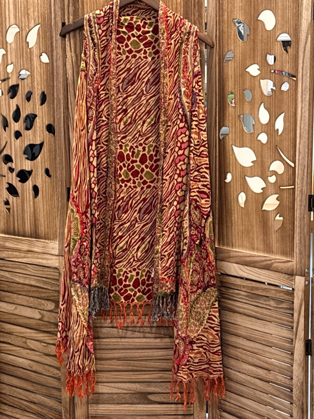 Boho Printed wrap cardigan in Red and Brown